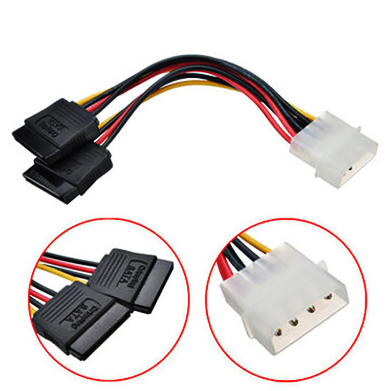 4pin IDE Molex to Dual 15pin Sata Power Supply Cable Y Splitter Hard Drive Extension Cable