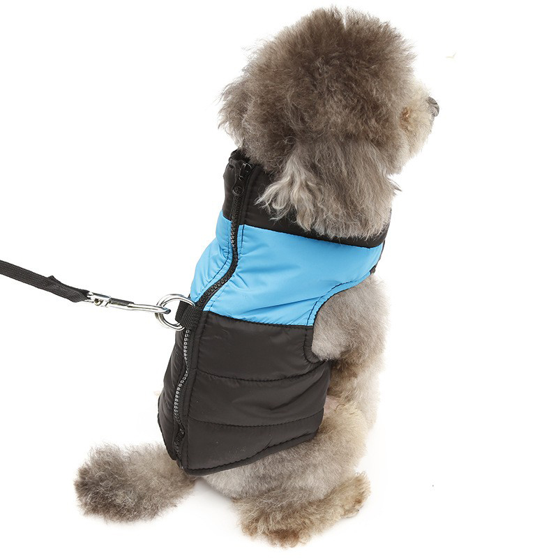 Comfy Soft Dog Vest Jacket Winter Waterproof Padded Pet Clothes Warm Vest Coat Size L - Blue