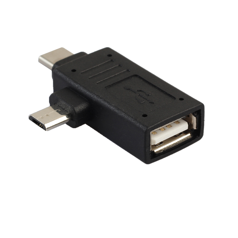 USB 3.1 Type-C + Micro USB to USB 3.0/2.0 Female Adapter Connector with OTG Function