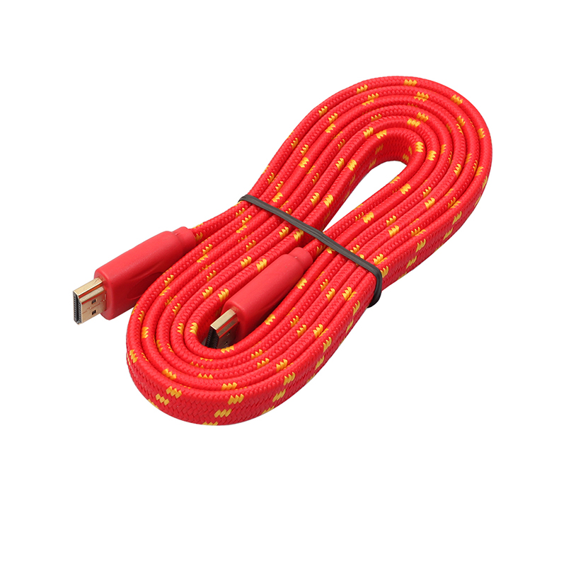 1.8M High Speed Flat Noodle HDMI to HDMI Cable Lead for HDTV Video TV - Red