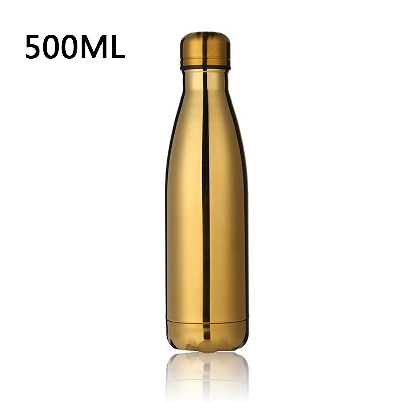 500ML Stainless Thermos Cola Shaped Double Wall Vacuum Water Bottle Flask - Rose Gold Plating