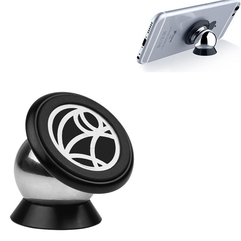 Universal 360 Degree Rotating Phone Holder Car Magnetic Mount Stand - Black