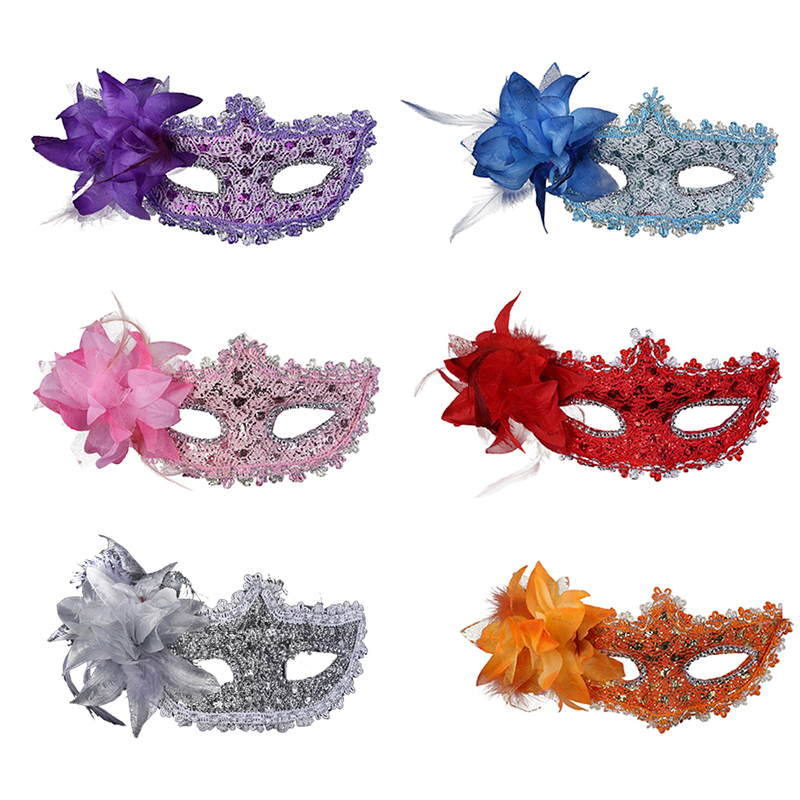 Halloween Masquerade Dance Party Sexy Women Lady Mask with Flower