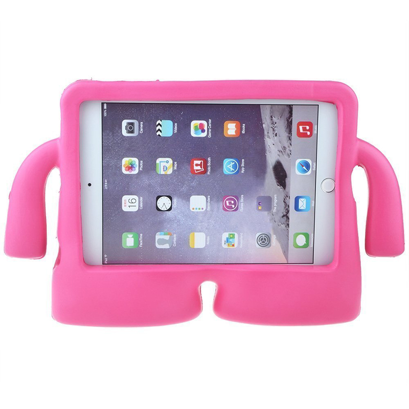 Children Kids Safe Rubber Shockproof EVA Foam Stand Case Cover for iPad Air/Air 2 - Rose Red