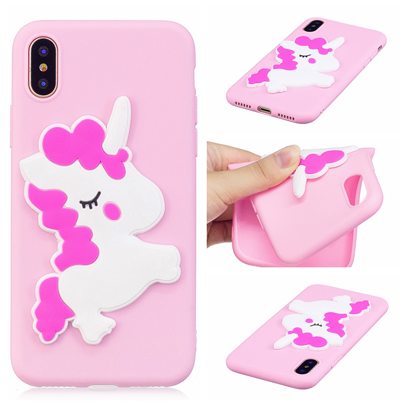 3D Cute Animal Pattern Soft TPU Silicone Shockproof Case Cover for iPhone X/XS - Horse