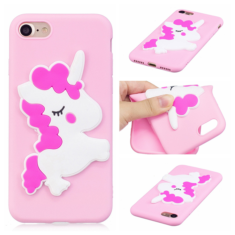iPhone Silicone Case 3D Animal Pattern Soft TPU Shockproof Case Cover for Apple iPhone 7/8 - Horse