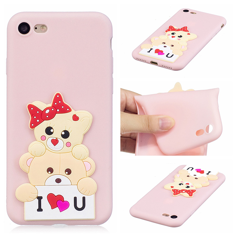 iPhone Silicone Case 3D Animal Pattern Soft TPU Shockproof Case Cover for Apple iPhone 7/8 - Little Bear