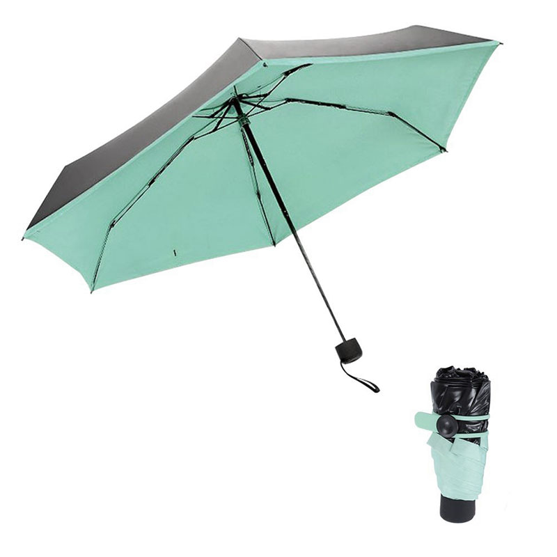 Mini Windproof Sunscreen Foldable Travel Sun Rain Pocket Umbrella for Men Women - Green