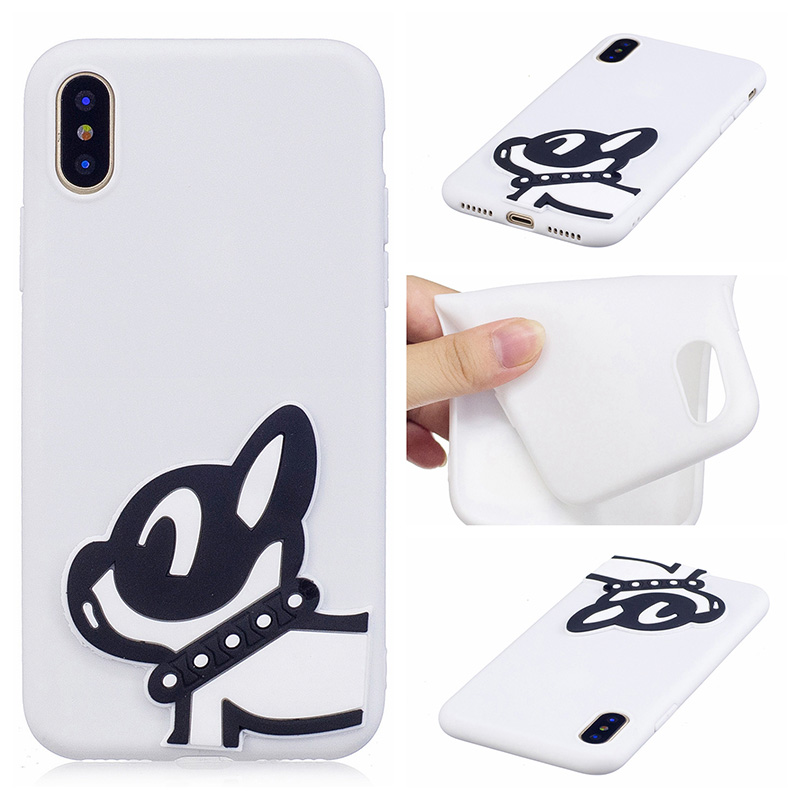 3D Cute Animal Pattern Soft TPU Silicone Shockproof Case Cover for iPhone X/XS - Dog