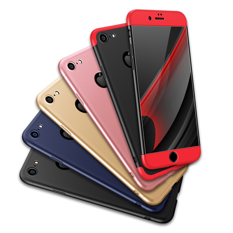 Hybrid 360 Degree Shockproof Case Protective Cover for Apple iPhone 7/8 - Red