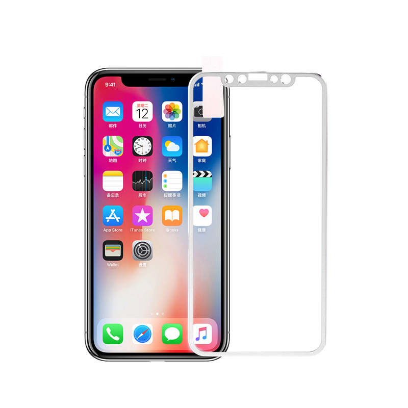 iPhone X/XS 3D Tempered Glass Metal Edge to Edge Screen Protector - Silver
