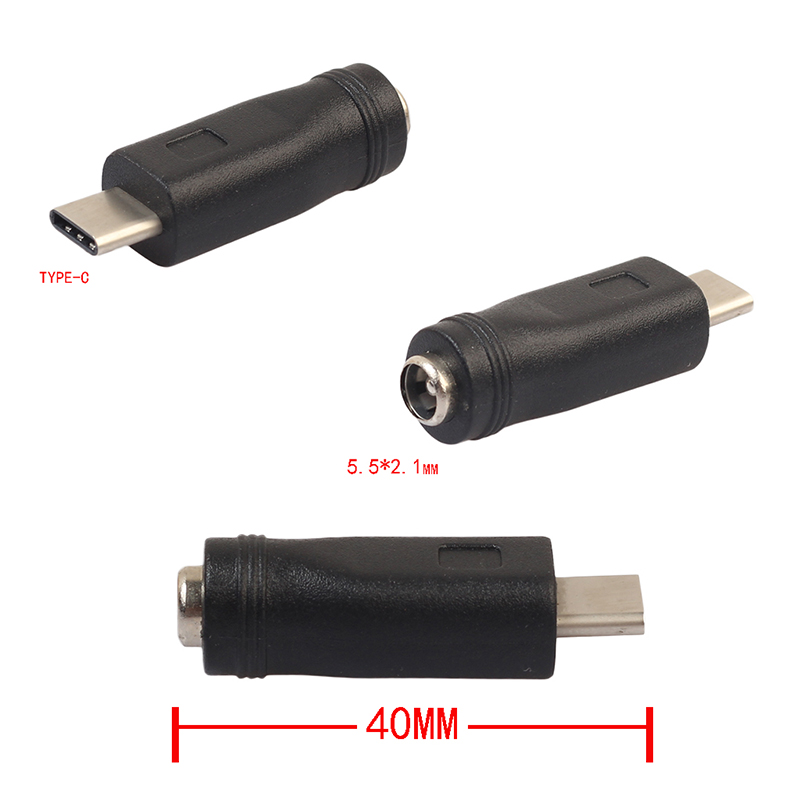 DC 5.5 x 2.1mm Power Connector to USB 3.1 Type C Male Interface Tip