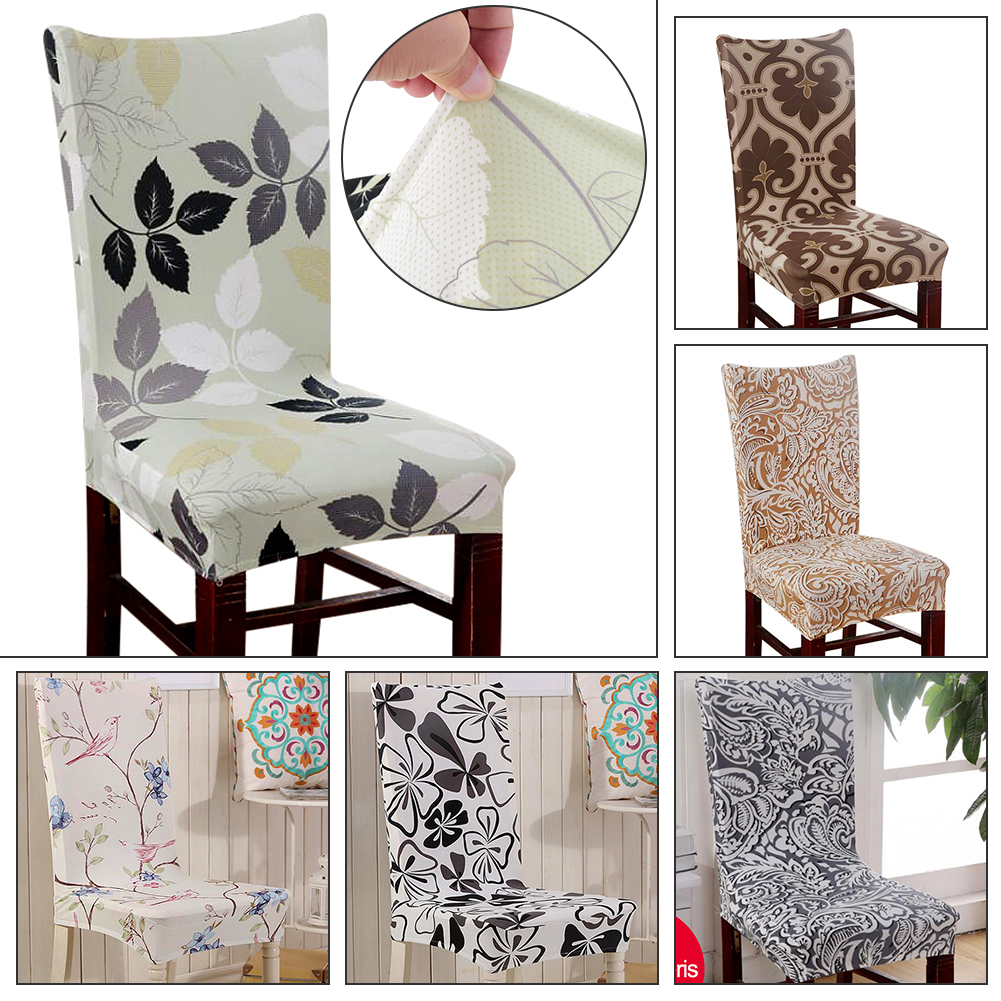 Removable Stretch Elastic Slipcovers Short Seat Chair Cover for Dining Room - Flower