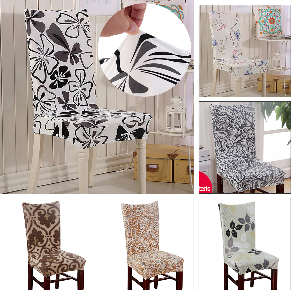 Removable Stretch Elastic Slipcovers Short Seat Chair Cover for Dining Room - Black Butterfly