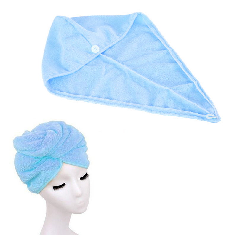 Bathroom Hair Drying Cap Shower Turban Bath Drying Towel Head Wrap Hat Microfiber