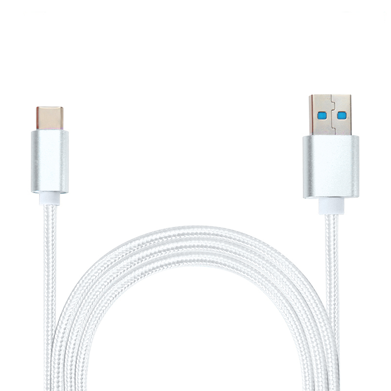 25CM Knit Braided High Quality Type C Data Cable USB Charger for Macbook Samsung S8 - Silver