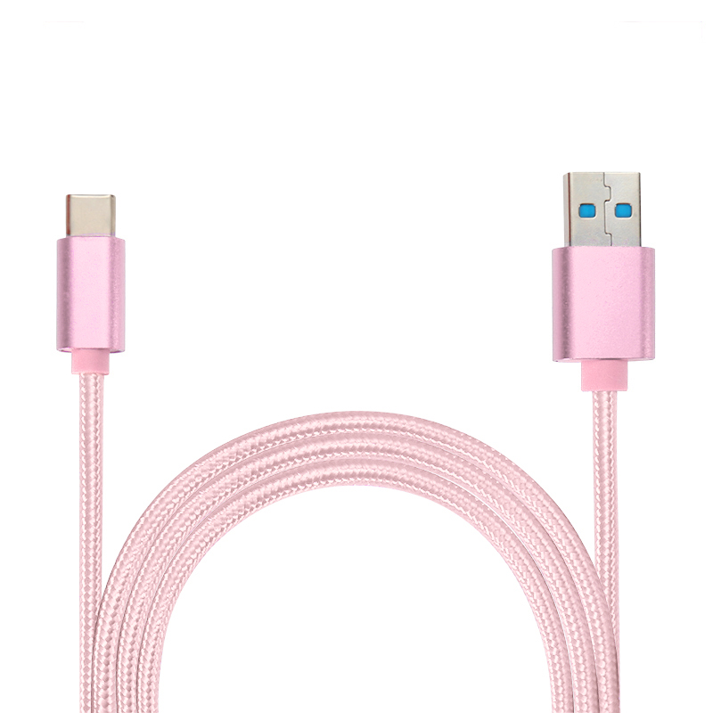 25CM Knit Braided High Quality Type C Data Cable USB Charger for Macbook Samsung S8 - Rose Golden