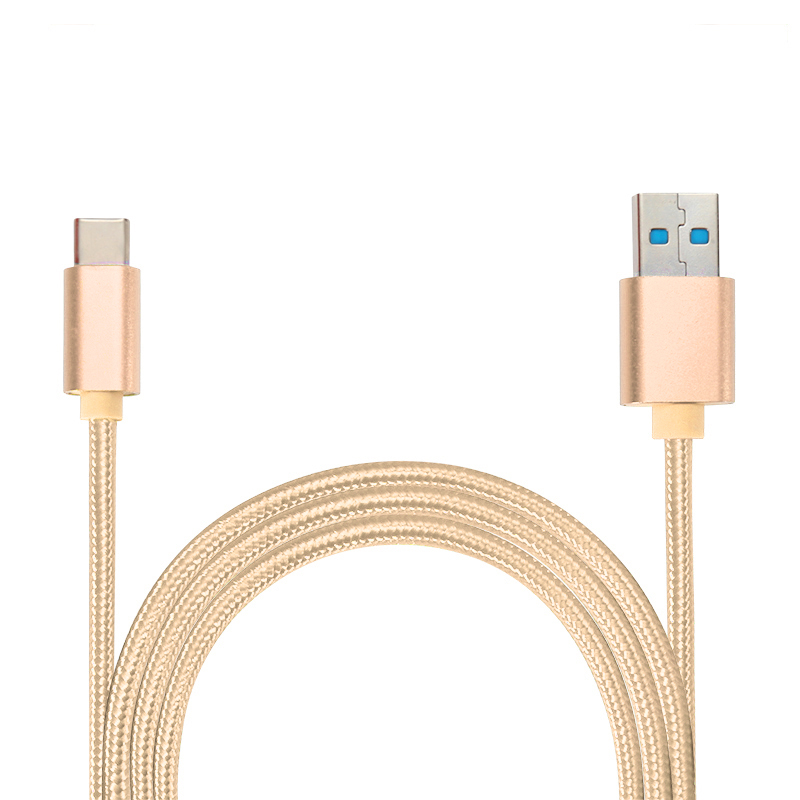 25CM Knit Braided High Quality Type C Data Cable USB Charger for Macbook Samsung S8 - Golden