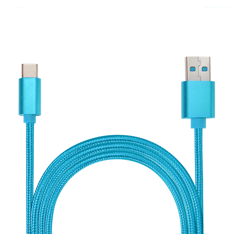1M Type C Weave Braided High-Quality Data Sync Cable Fast USB Charger Charging - Blue