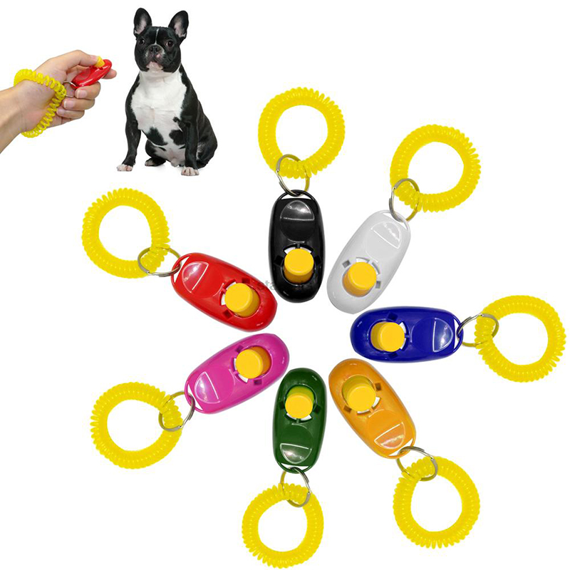 Dog Puppy Pet Clicker Keyring Teaching Tool Obedience Training Keyring Wrist UK - Pink