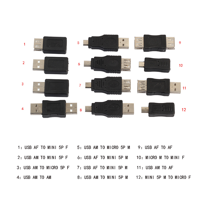 12 in 1 OTG USB 2.0 Male to Female Micro USB Mini Changer Adapter Convertor Connector Kit