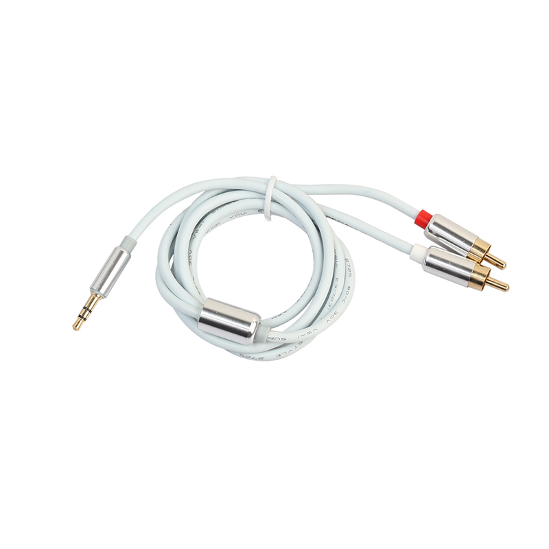 3.5mm to 2 RCA Audio Cable AUX Splitter 3.5mm Stereo Male to 2 RCA Male Adapter Cable - Silver