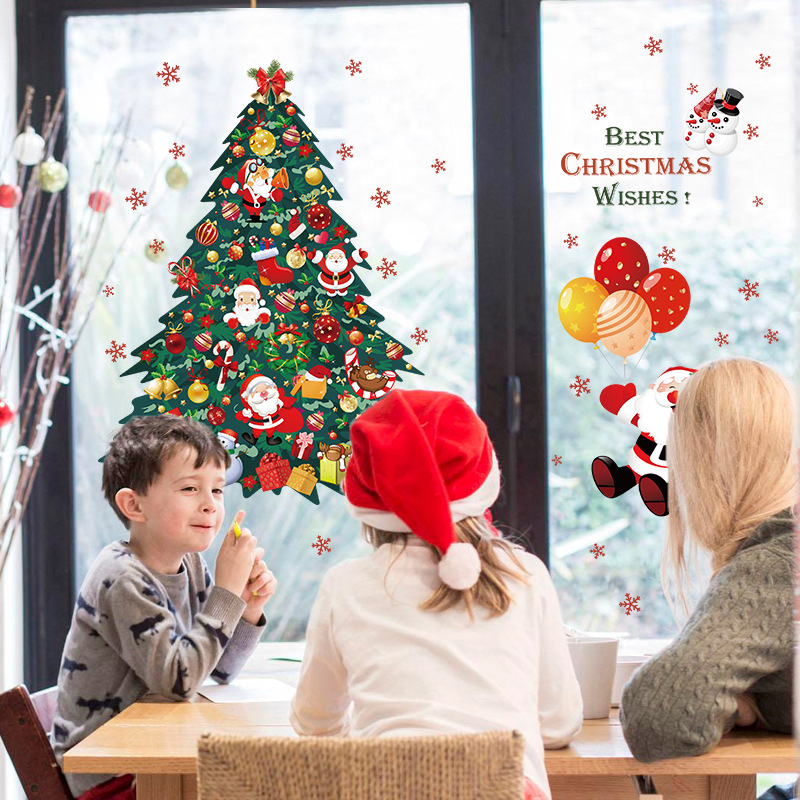 Xmas Wall Window Stickers Christmas Tree Home Decor Santa Claus Wall Decals - SK9116