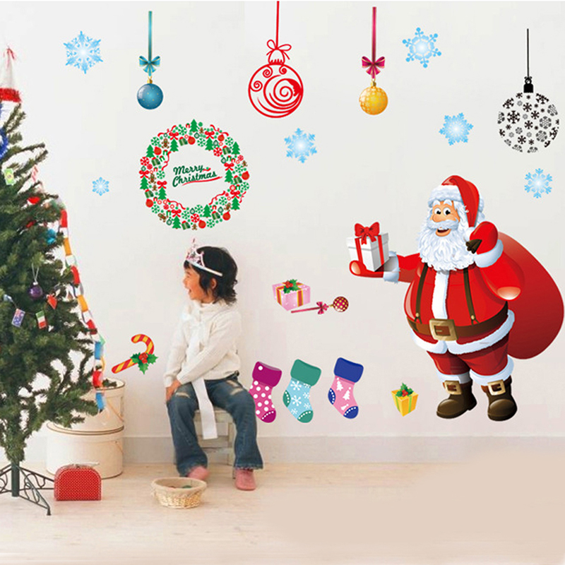 Xmas Wall Window Stickers Christmas Tree Home Decor Santa Claus Wall Decals - 226A Christmas Tree + 226B Santa Claus