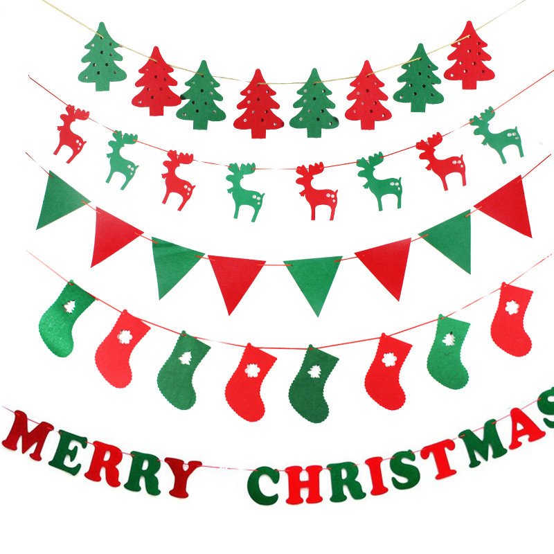 Christmas Pennant Flags Banner Bunting Home Wall Hanging Party Decoration - Christmas Letters
