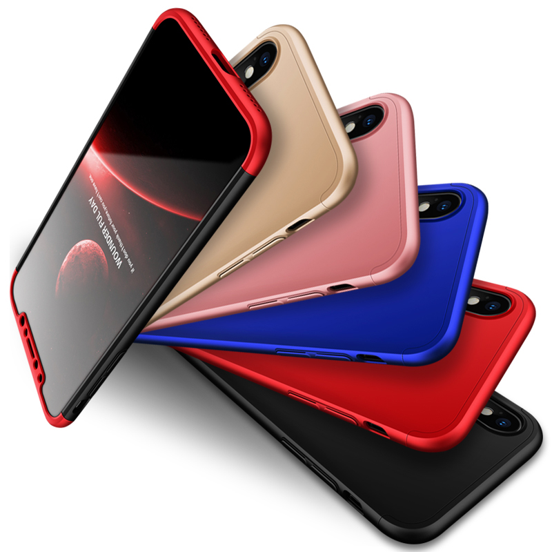 iPhone X/XS 360 Degree Full Body Protection PC Case Slim Luxury Fantacy Cover - Black + Red