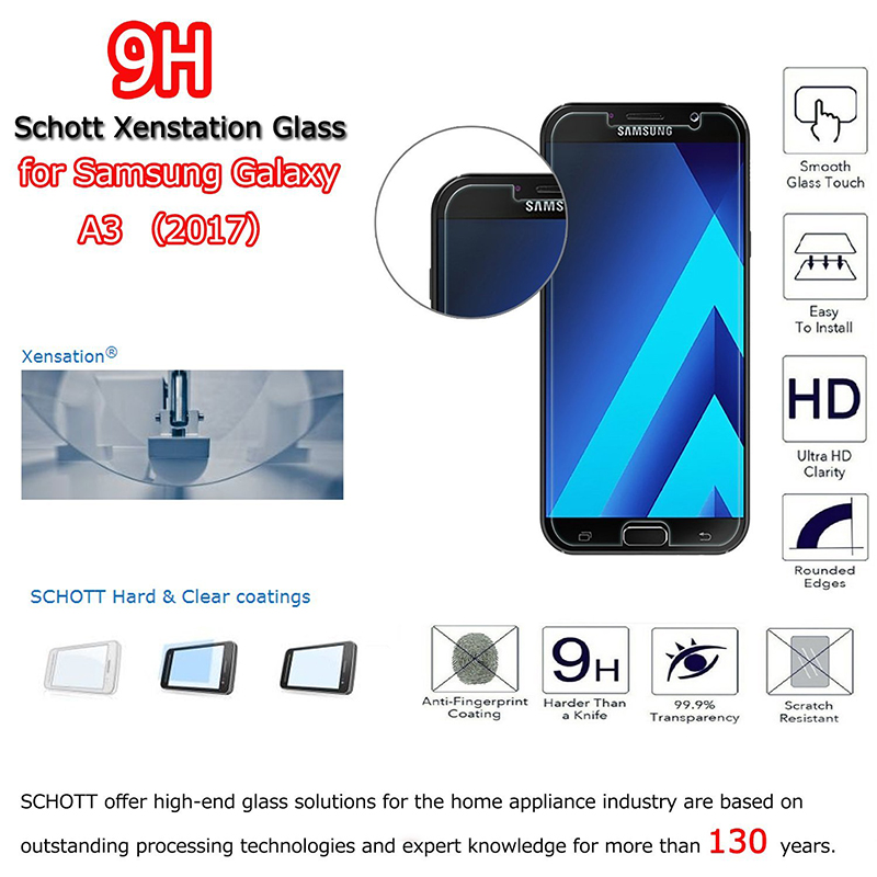 Samsung A3 2017 Tempered Glass Screen Protector Protective Film Front Cover