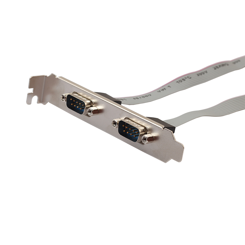 2-Port Serial RS232 DB9 Male COM Port to IDC Pin Cable w/Staffa