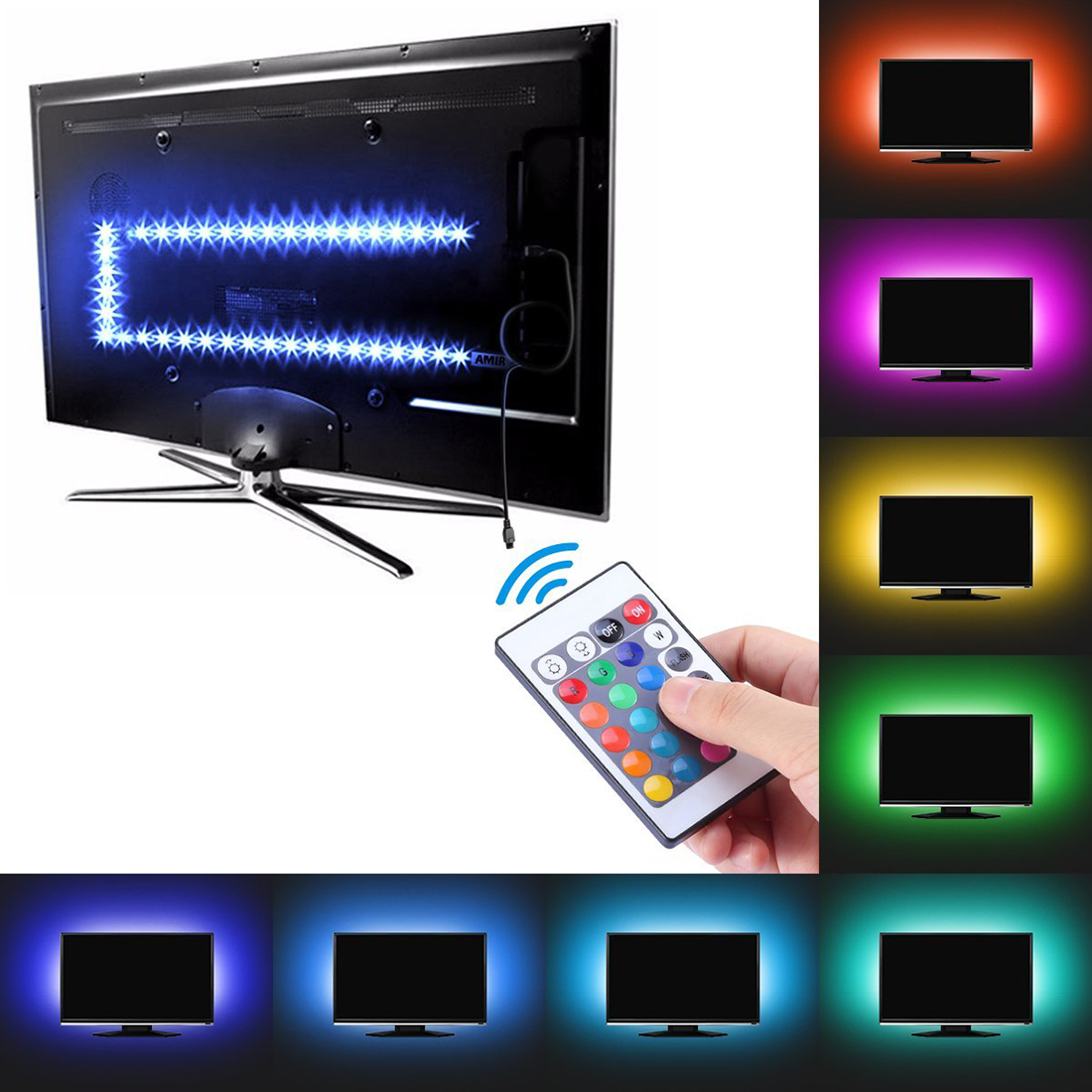 4M USB LED Strip Light TV Back Lamp 5050 RGB Color Changing + Remote Control