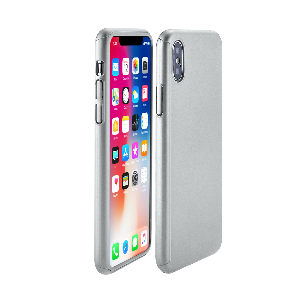 iPhone X/XS Ultra Slim Thin 360 Degree Full Body Protective PC Hard Case Back Cover - Silver