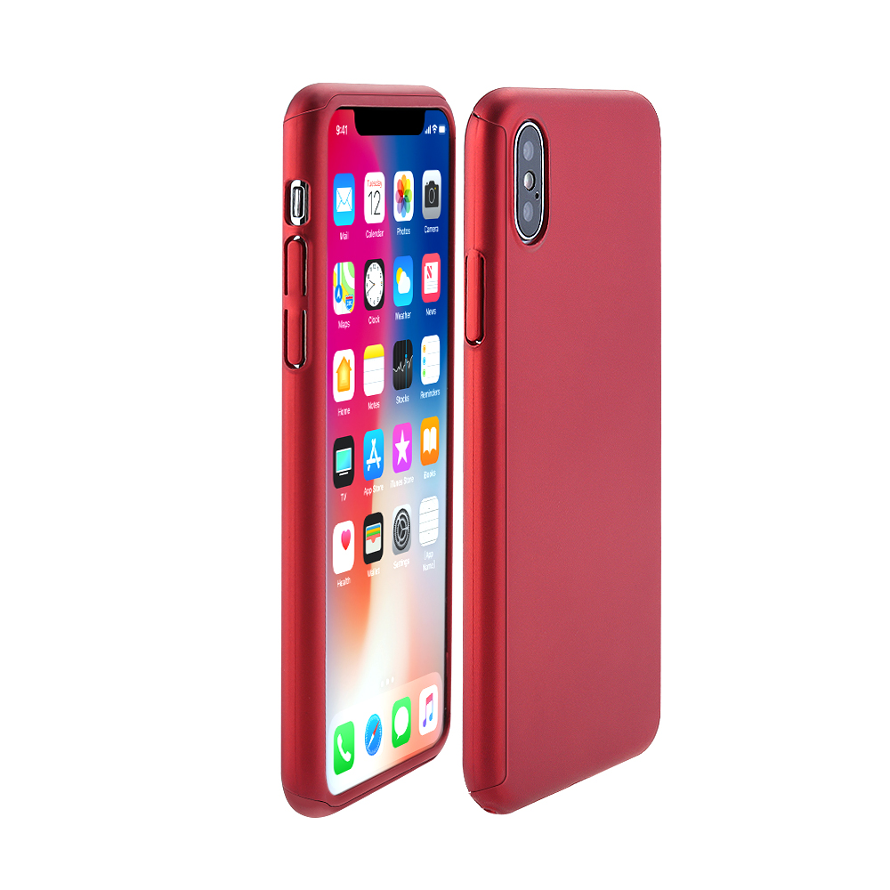 iPhone X/XS Ultra Slim Thin 360 Degree Full Body Protective PC Hard Case Back Cover - Red