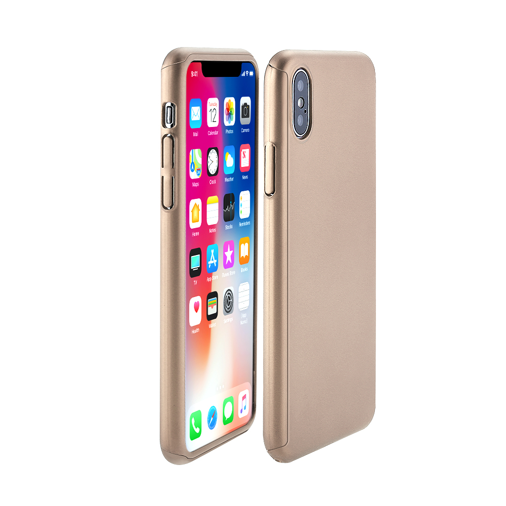 iPhone X/XS Ultra Slim Thin 360 Degree Full Body Protective PC Hard Case Back Cover - Golden