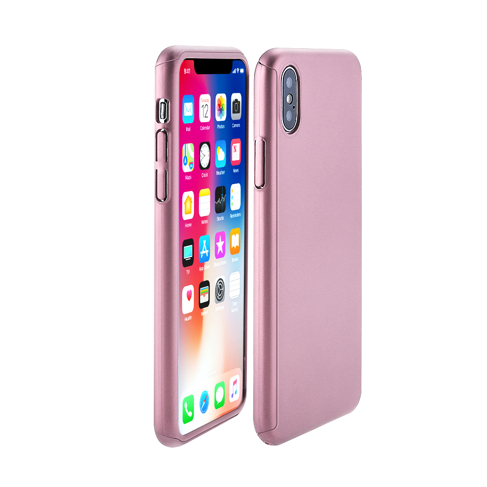 iPhone X/XS Ultra Slim Thin 360 Degree Full Body Protective PC Hard Case Back Cover - Rose Golden