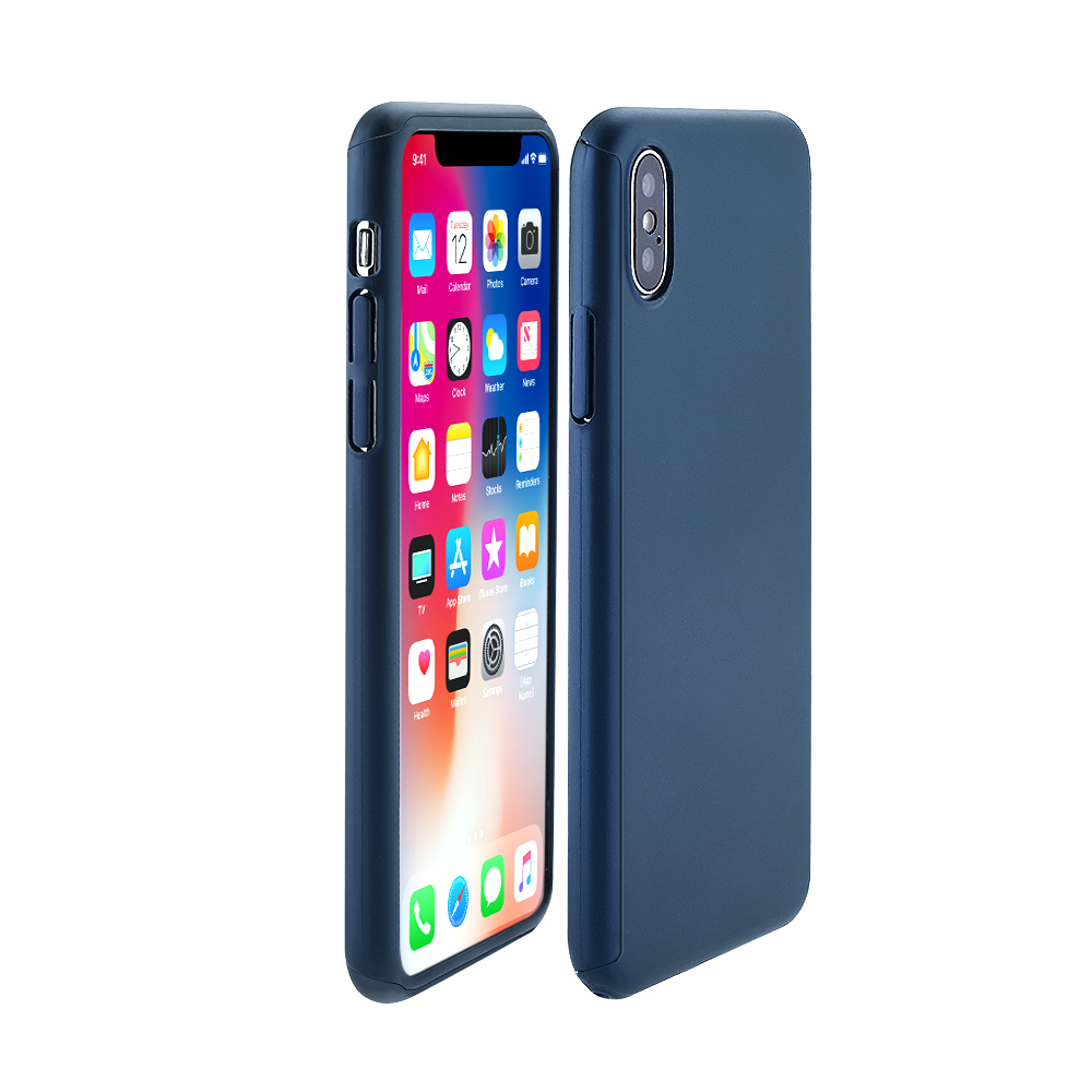 iPhone X/XS Ultra Slim Thin 360 Degree Full Body Protective PC Hard Case Back Cover - Blue