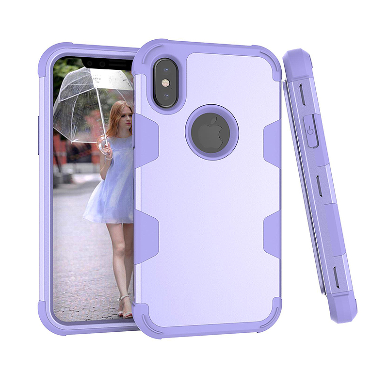 iPhone X/XS PC + TPU Shockproof Bump Protective Contrast Colors Case Back Cover - Purple