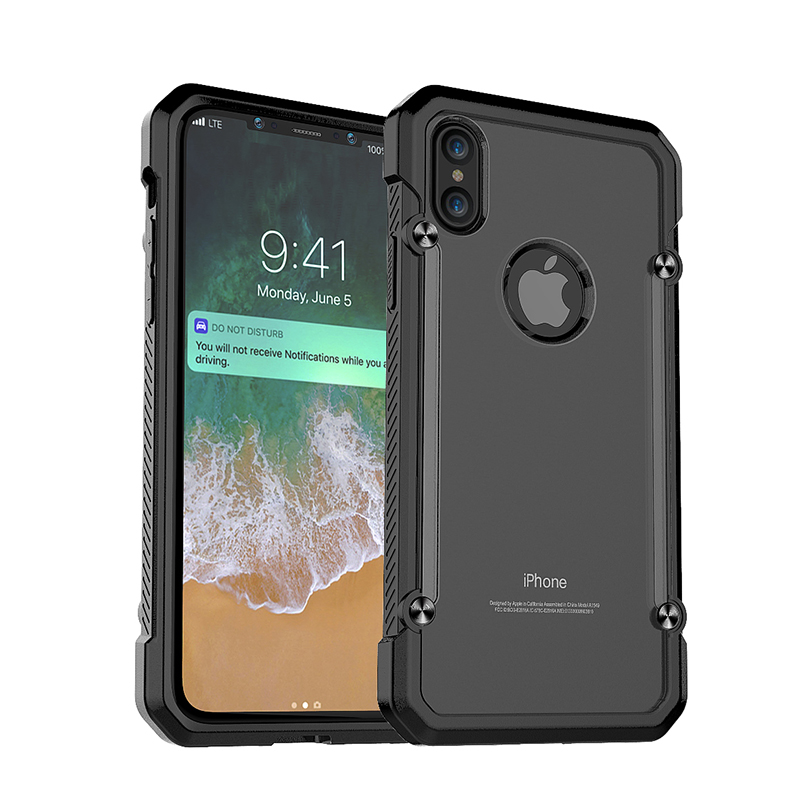 Luxury Clear Back Soft TPU Protective Case Back Cover for iPhone X/XS - Black + Clear