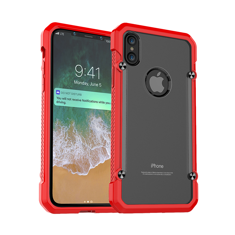 Luxury Clear Back Soft TPU Protective Case Back Cover for iPhone X/XS - Red