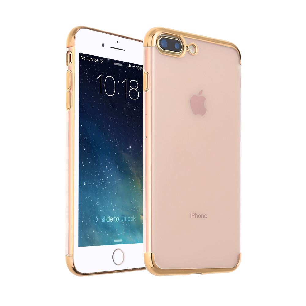 iPhone 7 8 Plus Soft TPU Silicone Clear Ultra Slim Thin Case Back Cover - Golden