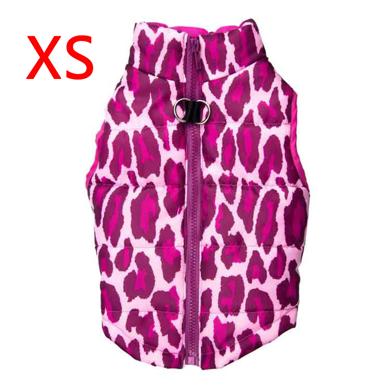 Soft Comfy Dog Vest Jacket Winter Warm Waterproof Pet Clothes Pink Leopard - Size XS
