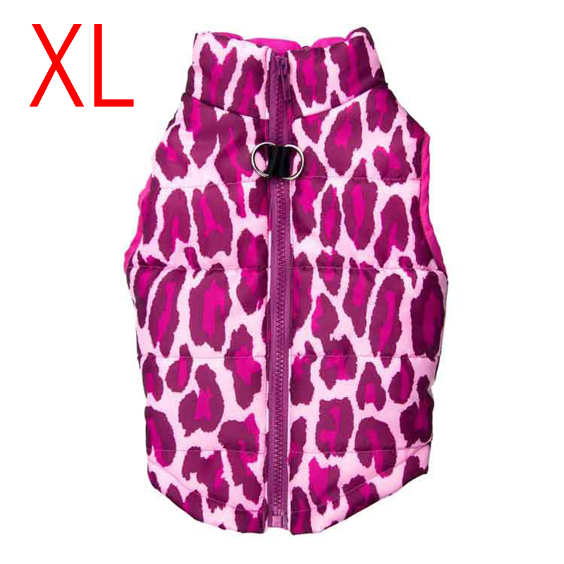 Soft Comfy Dog Vest Jacket Winter Warm Waterproof Pet Clothes Pink Leopard - Size XL