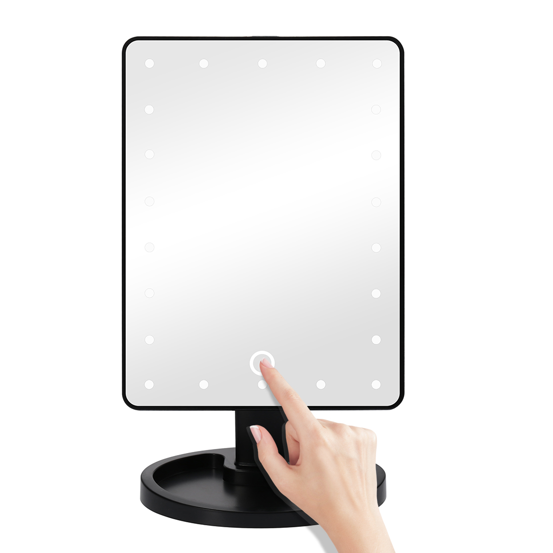 22 LED Touch Screen Makeup Mirror Tabletop Cosmetic Vanity Light Up Mirror - Black