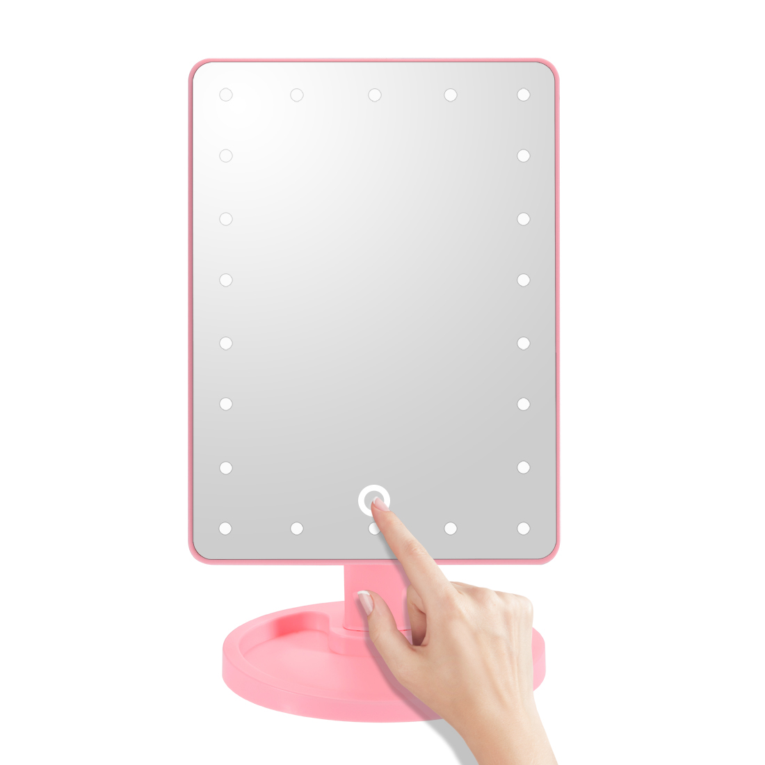 22 LED Touch Screen Makeup Mirror Tabletop Cosmetic Vanity Light Up Mirror - Pink