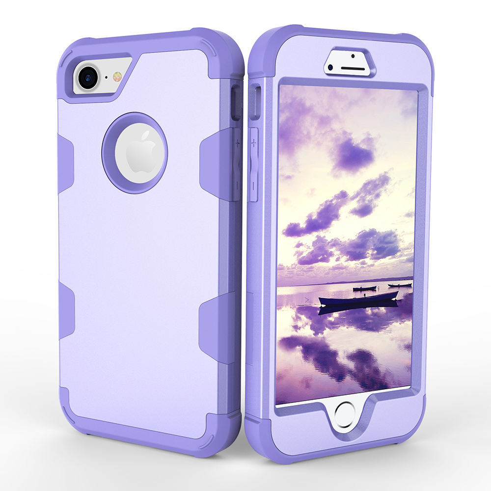 iPhone 7 8 PC + TPU Case Shockproof Bump Protective Shell Back Cover - Purple