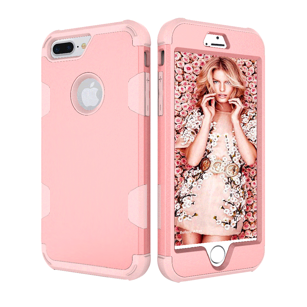 iPhone 7/8 Plus PC + TPU Case Protective Shockproof Bumper Back Cover Shell - Rose Golden