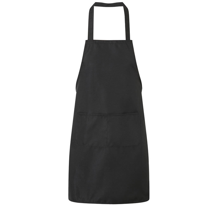 Plain Unisex Cooking Catering Work Apron Tabard with Twin Double Pocket - Black