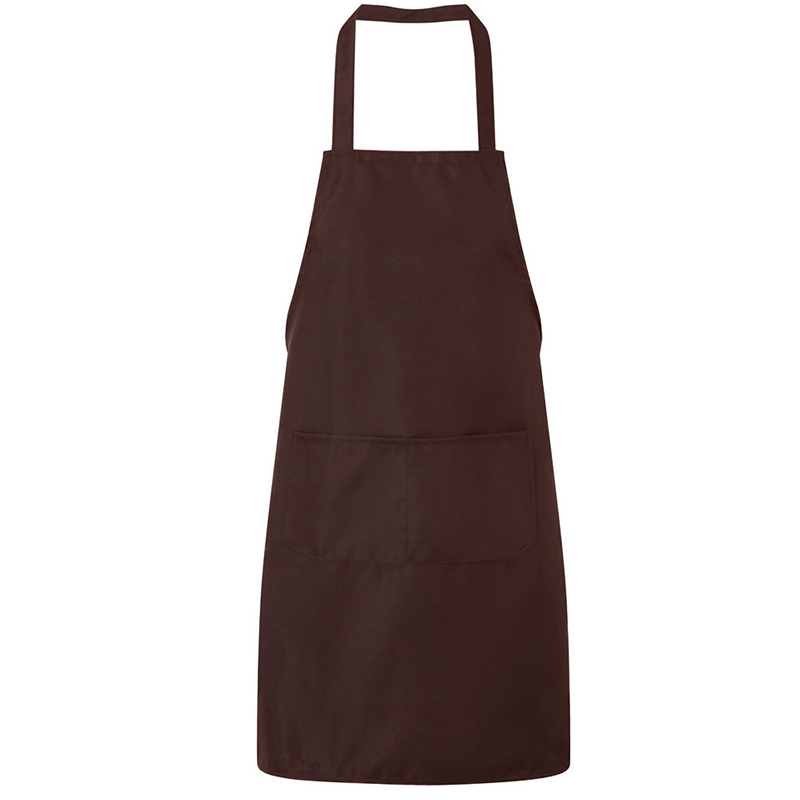 Plain Unisex Cooking Catering Work Apron Tabard with Twin Double Pocket - Brown
